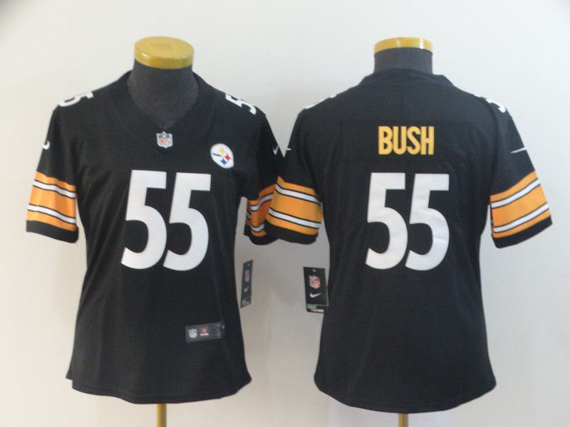 Women Pittsburgh Steelers #55 Bush Black Nike Vapor Untouchable Limited NFL Jerseys